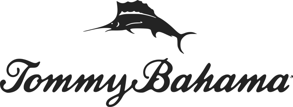 The Tommy Bahama logo features a marlin fish above the brand name "Tommy Bahama" written in elegant, cursive script.