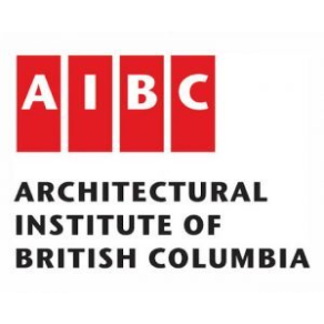 Logo of the Architectural Institute of British Columbia featuring red squares with the white letters "AIBC" above the words "ARCHITECTURAL INSTITUTE OF BRITISH COLUMBIA" in bold black text.